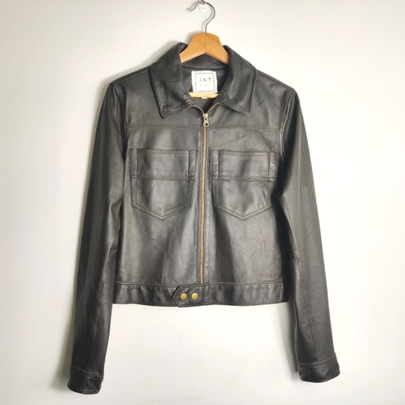 Jakett Women's Hayden Waxed Leather Jacket Dark Brown Medium - Picture 1 of 17